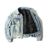 Patchwork Cotton Padded Men's Jacket 2019 Winter Thick Style Ripped Denim Coats Men Green Black