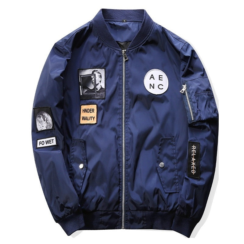Men Bomber Jacket Hip Hop Patch Designs Slim Fit Pilot Bomber Jacket Coat Men Jackets Plus Size 4XL,PA573