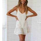 Fashion Summer Women Camis V-Neck Solid Sleeveless Casual Backless Butterfly Mini Dress Mar28 P38