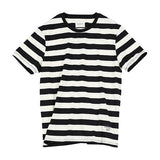 Men T shirt Fashion O-neck Short-sleeved Slim Fit Blue Striped T-SHIRT Man Top Tee