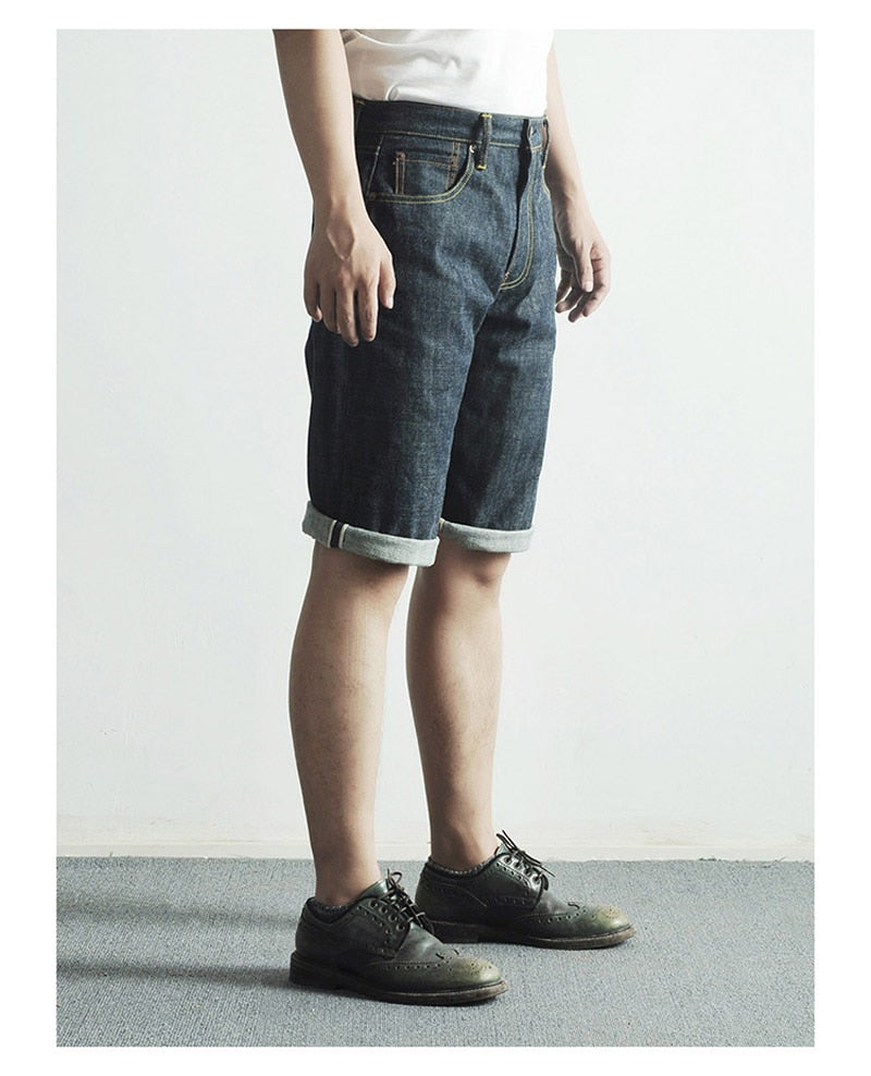 UNWASH 503 Type 16.5oz Men's Denim Shorts Selvage Summer Loose Straight Casual Shorts Knee Length Short Jenas With Paris Buckle