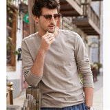 Spring Autumn Cotton T Shirt Men Basic  Long Sleeve O-Neck Casual Vintage Slim Solid FitnessT Shirt Homme Tops Male Ds50461