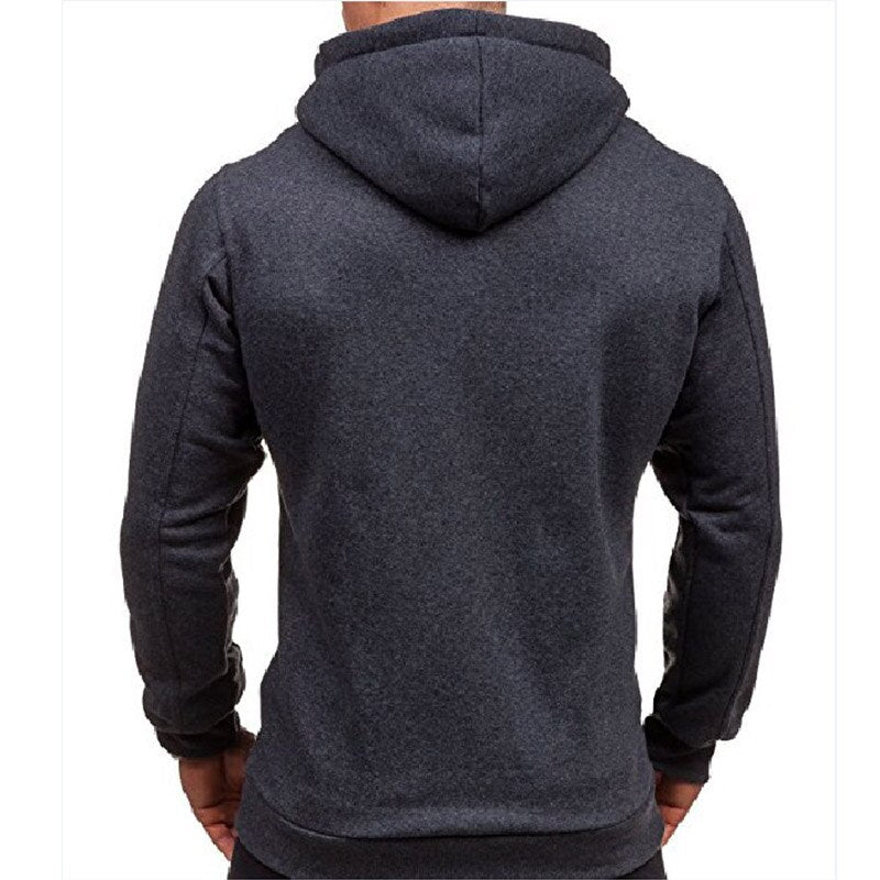 Men's Hoodies Tracksuit Winter Fleece Drawstring Pocket Hooded Sweatshirt Long Sleeve Zip Slim Coat Male Jacket Plus Size