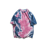 Dark Icon Tie Dye Tee Shirt Men Summer Round Neck Street Tshirt Short Sleeved Cotton Tee Shirts Streetwear Clothing