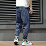 Summer Fashion Men Jeans Retro Blue Simple Loose Fit Harem Pants Streetwear Vintage Japanese Style Classical Taper Jeans Men