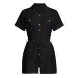 jumpsuits Casual Button Down Cuffed  for women 2019 Women's Short Sleeve Casual Boho Playsuit Jumpsuit