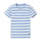Men T shirt Fashion O-neck Short-sleeved Slim Fit Blue Striped T-SHIRT Man Top Tee