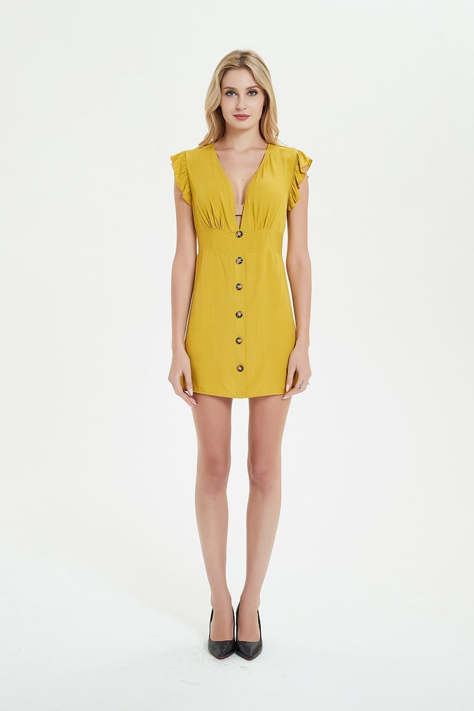 Summer Ruffle Mini Dress With Sleeve Waist