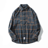 Flannel Striped Shirt Men Long Sleeve Vintage Shirts Men Plaid Streetwear Fashions Casual Spring Autumn Harajuku Shirts