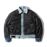 Patchwork Cotton Padded Men's Jacket 2019 Winter Thick Style Ripped Denim Coats Men Green Black