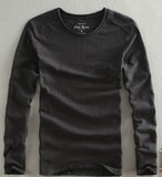 Spring Autumn Cotton T Shirt Men Basic  Long Sleeve O-Neck Casual Vintage Slim Solid FitnessT Shirt Homme Tops Male Ds50461