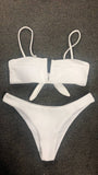 Women Sexy Swimwear Back Knot Ribbed Bikini Set Beach Suit Wire Free Padded Low Waisted Beach Wear Swimming Suit