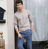 Spring Autumn Cotton T Shirt Men Basic  Long Sleeve O-Neck Casual Vintage Slim Solid FitnessT Shirt Homme Tops Male Ds50461
