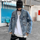 Denim Jackets Boys Ripped Holes Men's Jackets Coats  Vintage Streetwear Jean Jackets Male