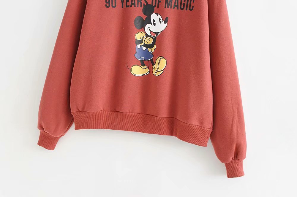 Mickey Streetwear Cartoon White Women Red Sweatshirt 2019 New Comic Oversized Hoodie Long Sleeve Knitted Casual Clothes
