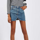 Women Summer Black Casual High Waist A-line Mini Skirts Denim Skirts High Street Pockets Button All-matched Saias Jeans Skirt