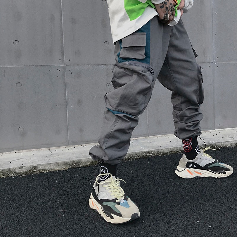 Boys Multiple Pockets Cargo Pants Men Streetwear Hip Hop Pants Jogging Pants
