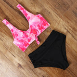 Tie Dye swimsuit bikini 2020 bandage push up bikini set high waisted swim suit sexy women swimwear knotted swimming bathing suit