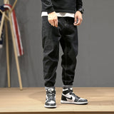 Fashion Streetwear Men Jeans Vintage Black Loose Fit Harem Jeans Men Pencil Pants  Hip Hop Jeans