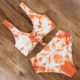 Tie Dye swimsuit bikini 2020 bandage push up bikini set high waisted swim suit sexy women swimwear knotted swimming bathing suit