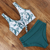 Tie Dye swimsuit bikini 2020 bandage push up bikini set high waisted swim suit sexy women swimwear knotted swimming bathing suit