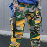 Boys Multiple Pockets Cargo Jeans Men Color Contrast Denim Pants for Men