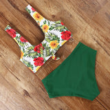 Tie Dye swimsuit bikini 2020 bandage push up bikini set high waisted swim suit sexy women swimwear knotted swimming bathing suit