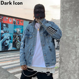 Graffiti Blue Jeans Jacket Men 2019 Autumn Hip Hop Jackets New Fashion Men's Denim Jackets Streetwear