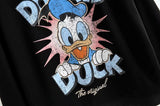 Donald Duck Streetwear Cartoon Black Women Green Sweatshirt 2019 Oversized Hoodie Long Sleeve Knitted Casual  Clothes