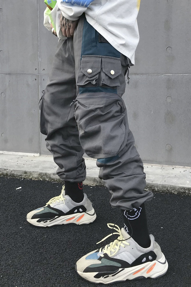 Boys Multiple Pockets Cargo Pants Men Streetwear Hip Hop Pants Jogging Pants
